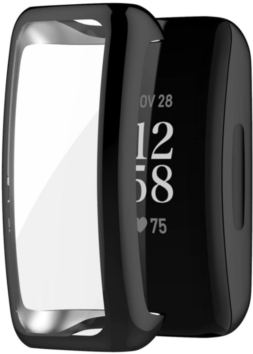 Strap-it TPU case protectie - zwart bescherm hoesje geschikt voor Fitbit Inspire 2 - zwarte beschermhoes voor Fitbit Inspire 2