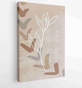 Botanical and golden line wall art vector set. Earth tone boho foliage line art drawing with abstract shape. 2 - Moderne schilderijen – Vertical –  1827852719 - 80*60 Vertical