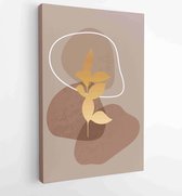 Gold botanical wall art vector set. Earth tone boho foliage line art drawing with abstract shape. 2 - Moderne schilderijen – Vertical – 1827200495 - 115*75 Vertical