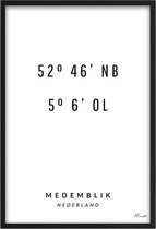 Poster Coördinaten Medemblik A3 - 30 x 42 cm (Exclusief Lijst)