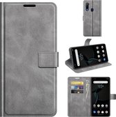 Voor ZTE Libero 5G Retro Kalf Patroon Gesp Horizontale Flip Lederen Case met Houder & Kaartsleuven & Portemonnee (Grijs)