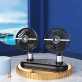 12V/24V Auto Dual-Head Fan Home Car Dual-Purpose elektrische ventilator Grote vrachtwagenventilator, kabellengte: 1,5 m USB-netsnoer, stijl: zonder hoofd schudden (zwart)