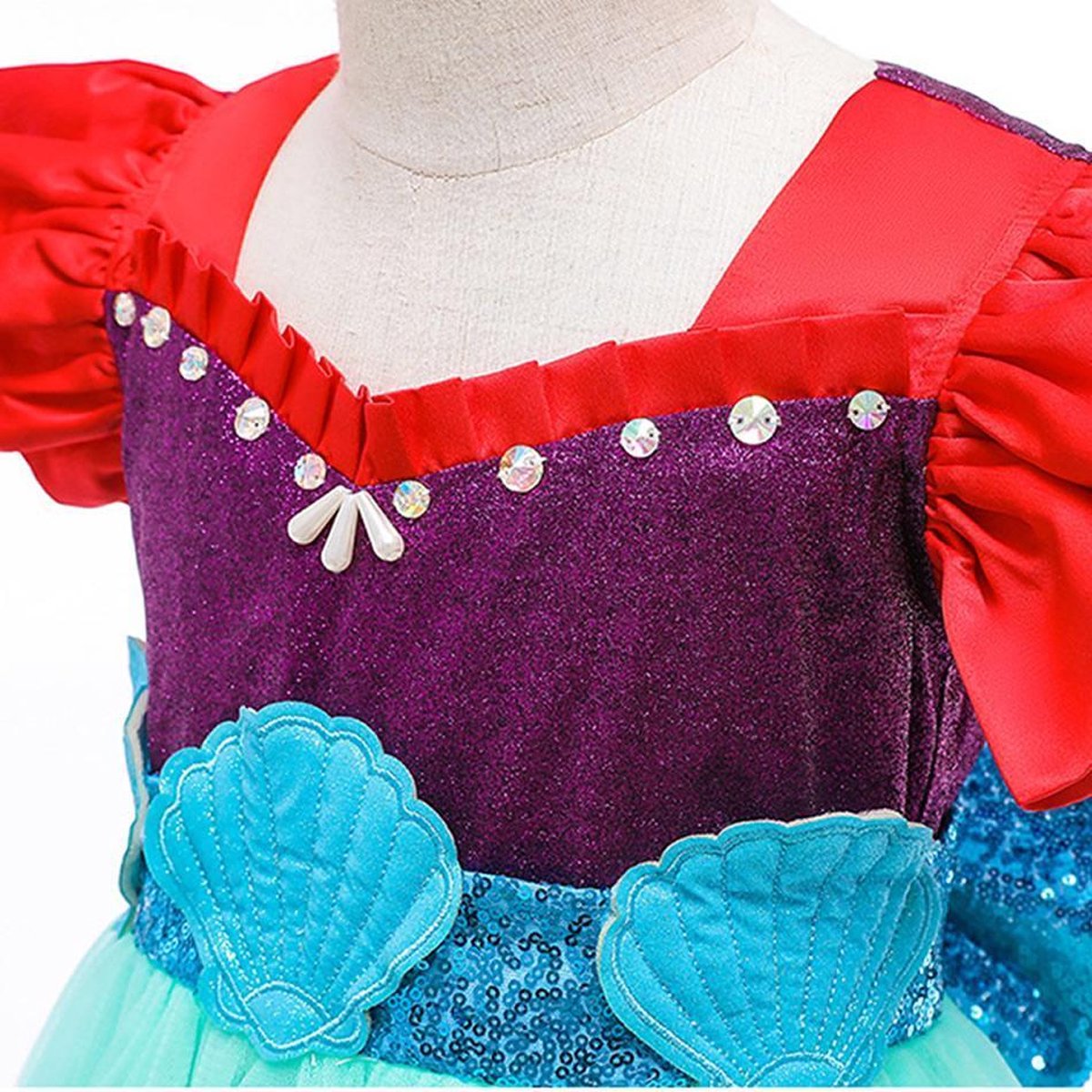 Snyemio Zeemeerminkostuum voor meisjes, Ariel, prinses, carnaval, Halloween, verjaardagsfeest, verkleedkleding met accessoires, paars, 146-152 (etiket 150