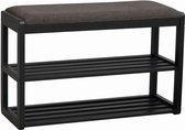 Nordiq Metro houten schoenenrek met bankje - B80 x H50 x D30 cm - Zwart