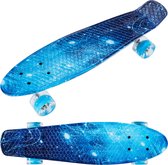 Penny Board - HyperMotion - Skateboard klein Jongens Meisjes skate boards - Pennyboard ook voor beginners - kinderen volwassenen pastel blauw complete led wieltjes