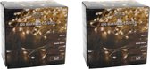 Set van 2x stuks cluster draadverlichting lichtsnoer met 100 lampjes warm wit 100 cm - Clusterverlichting - kerstverlichting