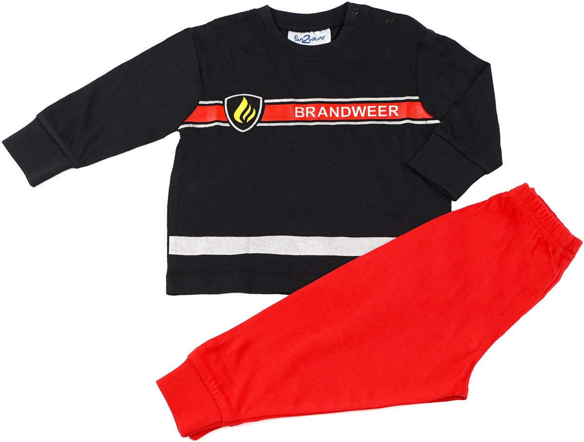 Fun2Wear - Pyjama Brandweer - Zwart - Maat 128 -