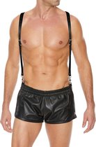 Men's Suspenders - Premium Split Leather - Black - One Size