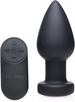 Silicone Vibrating LED Plug - Large - Black