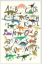 JUNIQE - Poster in kunststof lijst Dino Alphabet -40x60 /Kleurrijk