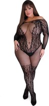 Captivate Bodystocking One Size Queen - Black - Maat Queen Size