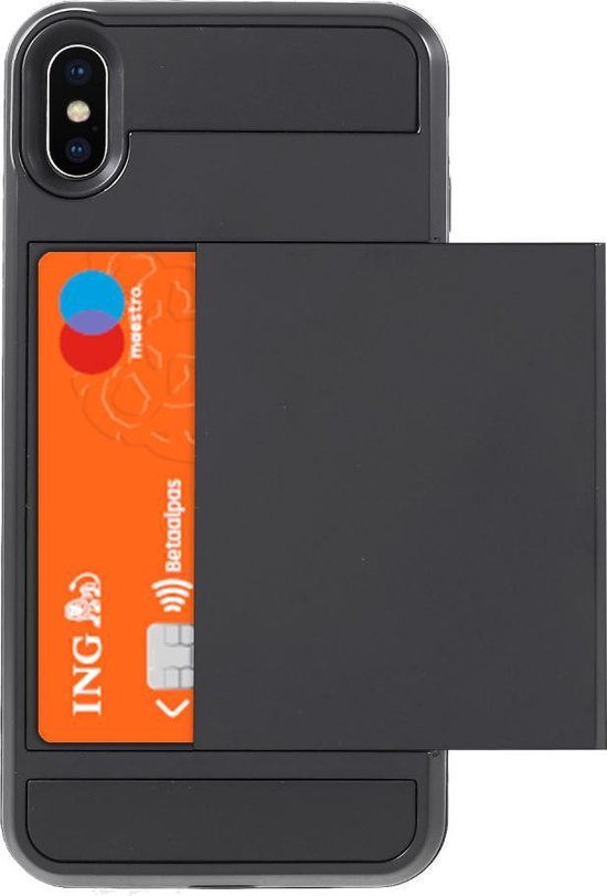Moeras module Hub GadgetBay Secret pasjeshouder hoesje iPhone XS Max hardcase portemonnee  wallet - Zwart | bol.com