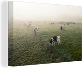 Vaches au pâturage dans un pâturage brumeux 90x60 cm - Tirage photo sur toile (Décoration murale salon / chambre) / Animaux de la ferme Peintures sur toile