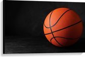 Canvas  - Basketbal op Zwarte Achtergrond - 90x60cm Foto op Canvas Schilderij (Wanddecoratie op Canvas)