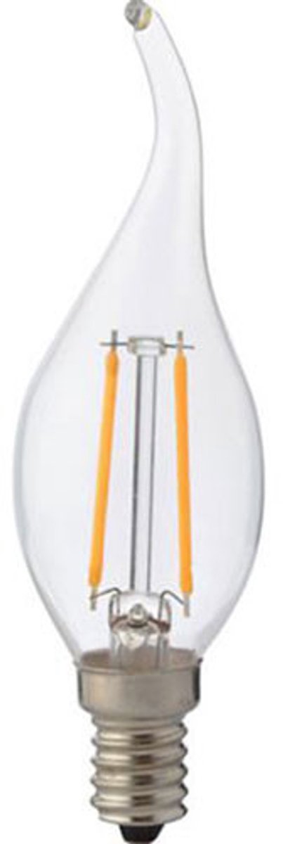 LED Lamp E14 Kaars Filament Gebogen Flame Tip - Brinton - Helder 4W 470lm - 830 Warm Wit 3000K - C35T - CLR | Vervangt 40W