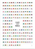 Educatieve poster (Posterpapier) - Flags of the World (Engelstalig) - 29.7 x 42 cm (A3)