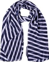 Nouka sjaal  donkerblauw/wit gestreept