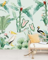 Bloemen & Dieren Behang - Pelican  Mural - Behangpapier Slaapkamer - 300cm x 280cm - Mat Vliesbehang - Creative Lab Amsterdam