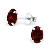 Aramat jewels ® - Oorbellen ovaal zirkonia 925 zilver rood 5x7mm