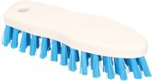 Schrobborstel van kunststof met kunstvezelharen spitse neus wit/blauw - Schoonmaakartikelen/schoonmaakborstels
