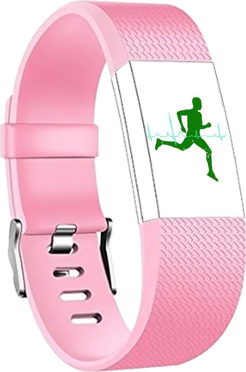 watchbands-shop.nl Siliconen bandje - Fitbit Charge 2 - LichtRoze - Large