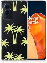 Silicone Case OnePlus 9 Telefoonhoesje met Naam Palmtrees