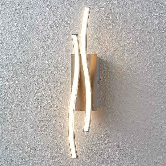 Lindby - LED wandlamp - 1licht - aluminium, metaal, kunststof - H: 45 cm - mat nikkel, wit - Inclusief lichtbron