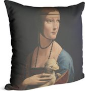 De dame met de hermelijn, Leonardo da Vinci - Foto op Sierkussen - 50 x 50 cm