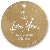 Tallies Cards - kadokaartjes  - bloemenkaartjes - Love you 2 the moon and back - Kraft Look a Like - set van 5 kaarten - valentijnskaart - valentijn  - moeder - mama - liefde - 100% Duurzaam