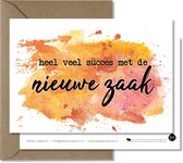 Tallies Cards - greeting  - wenskaarten - Nieuwe Zaak - Aquarel  - Set van 4 ansichtkaarten - felicitatie - nieuwe baan - nieuwe zaak - promotie - Inclusief kraft envelop - 100% Du