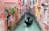 Italiaanse gondelier door de groene wateren van Venetië - Foto op Forex - 120 x 80 cm