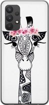 Samsung A32 4G hoesje siliconen - Giraffe | Samsung Galaxy A32 4G case | zwart | TPU backcover transparant