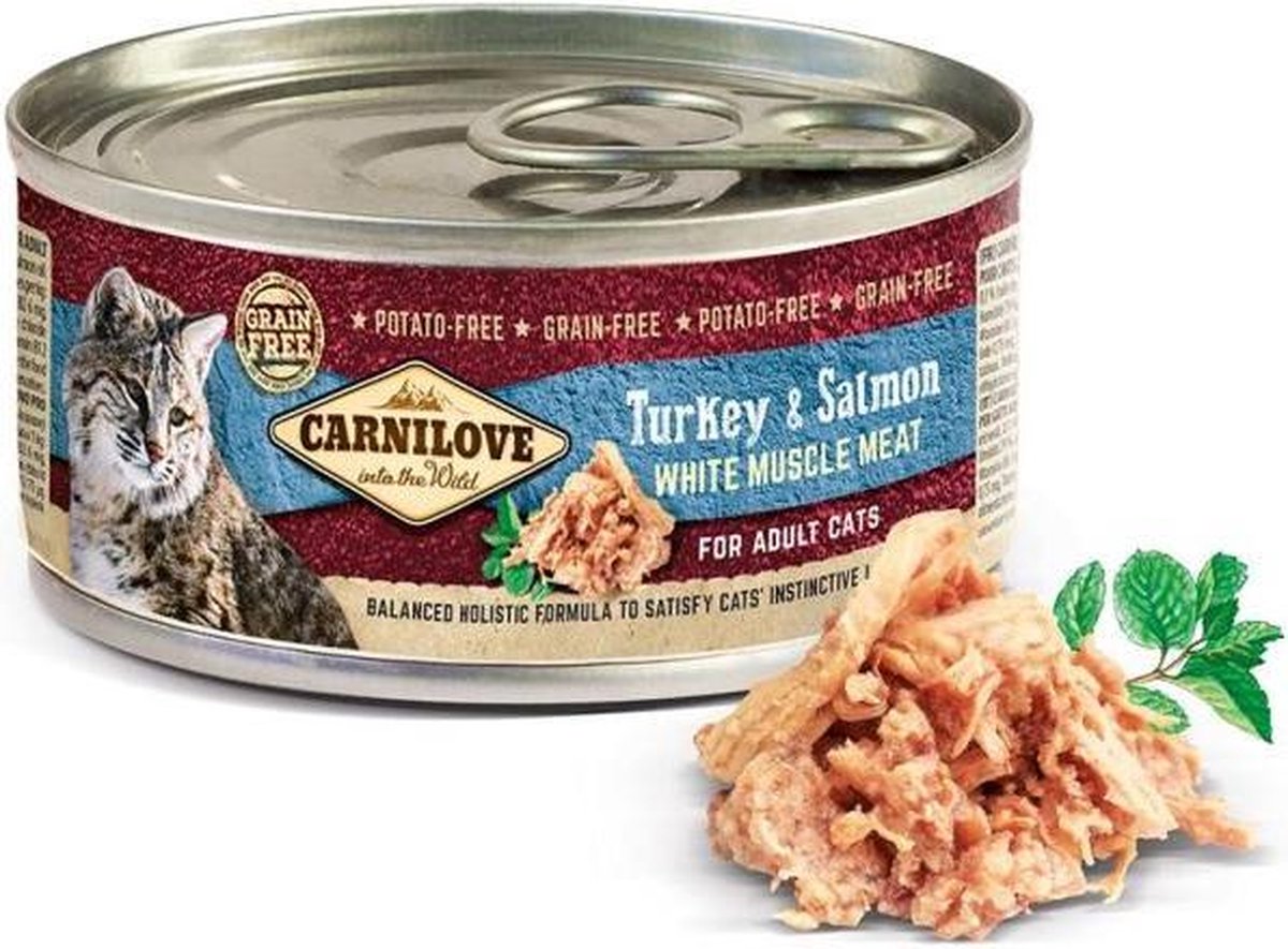 Carnilove Cat Can Turkey & Salmon 12 x 100 gram - - Katten droogvoer