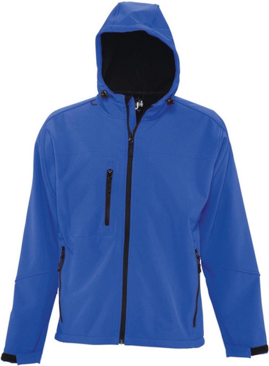 SOLS Heren Replay Hooded Soft Shell Jacket ademend winddicht en waterbestendig Koningsblauw