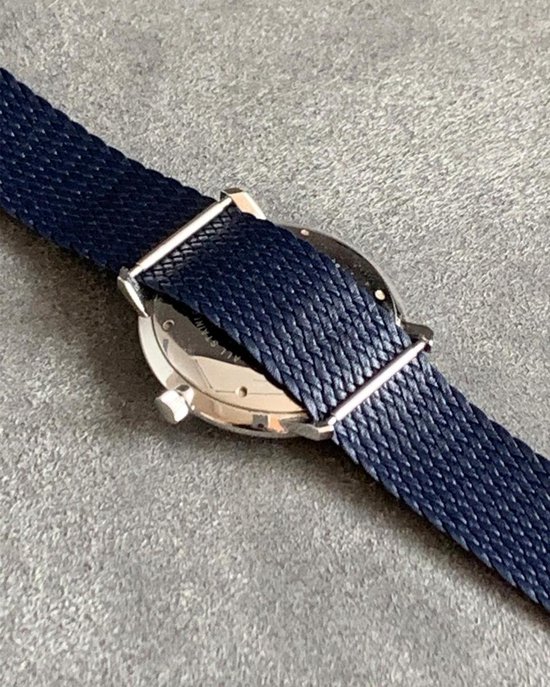 EULIT horlogeband - perlon - 20 mm - blauw - metalen gesp - Eulit