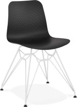 Alterego Moderne stoel 'GAUDY' zwart met wit metalen voet