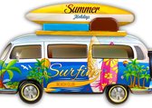 HAES deco - Retro Metalen Muurdecoratie - Hippy Surf Bus - Western Deco Vintage-Decoratie - 61 x 40 x 4,5 cm - WD293
