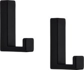12x Luxe kapstokhaken / jashaken modern zwart met enkele haak - 4 x 6,1 cm - metalen kapstokhaakjes / garderobe haakjes