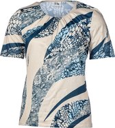 Dames  korte mouwen shirt plooien slangenprint beige | Maat M