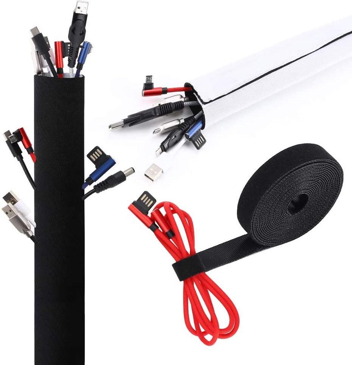 Gaine pour Câbles Protection du Cache Câbles pour Câbles Télé/Ordinateur/USB/Audio/Vidéo avec Clip Guide câble Gaines de Câbles Ø 22 mm 2x2M Flexible Range Câble 