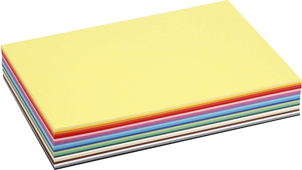 Gekleurd Karton A4,210x297 mm, 180 gr, diverse kleuren, 30 div vellen | Knutselkarton