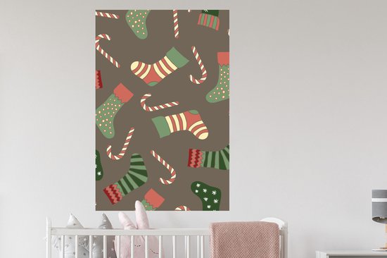 Stickers muraux - Film autocollant - Canne en bonbon - Motif - Noël - 80x120 cm - Film adhésif - Stickers muraux Chambre d'enfant - Papier peint autocollant
