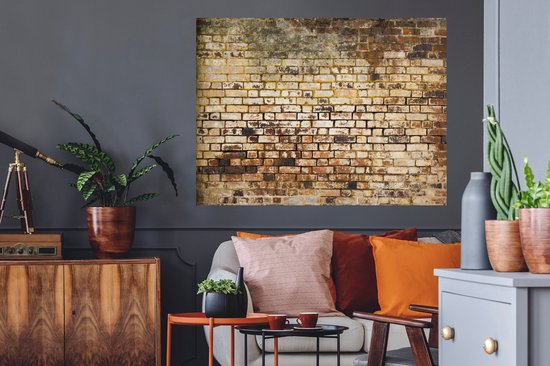 Sticker Muursticker de briques - Mur de briques anciennes - 120x90 cm - Film adhésif autocollant - Sticker mural repositionnable