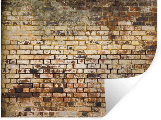 Sticker Muursticker de briques - Mur de briques anciennes - 120x90 cm - Film adhésif autocollant - Sticker mural repositionnable