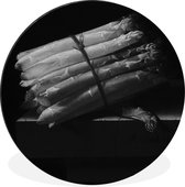 Nature morte aux asperges - peinture d'Adriaen Coorte en noir et blanc. Cercle mural en aluminium