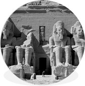 WallCircle - Wandcirkel ⌀ 90 - Tempel van Aboe Simbel in zwart-wit - Ronde schilderijen woonkamer - Wandbord rond - Muurdecoratie cirkel - Kamer decoratie binnen - Wanddecoratie muurcirkel - Woonaccessoires