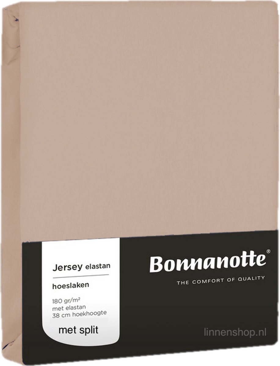 Bonnanotte Hoeslaken Split(topper) Jersey Elastan Beige 180/200x200/220