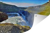 Environnement coloré à la cascade de Gullfoss en Islande Jardin affiche 120x80 cm - Toile de jardin / Toile d'extérieur / Peintures pour l'extérieur (décoration de jardin)