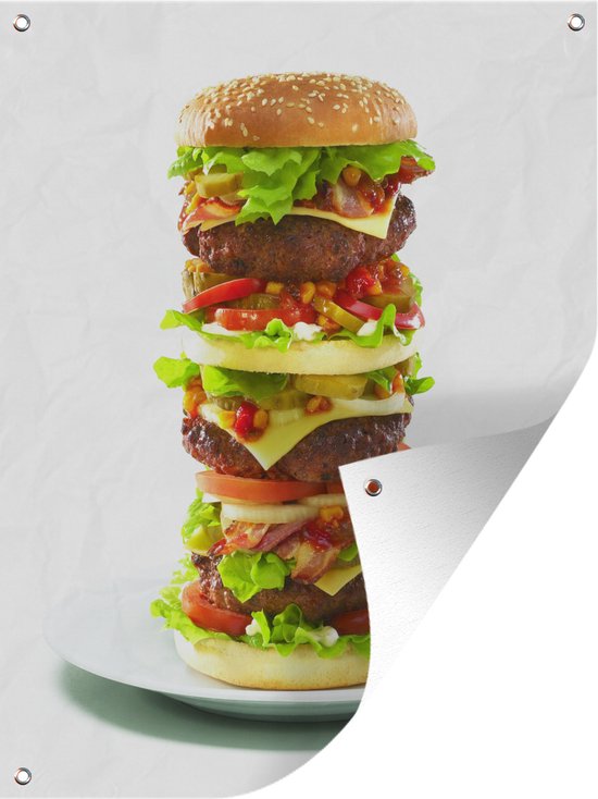 tuinschilderij-enorme-hamburger-op-een-wit-bord-60x80-cm-tuinposter