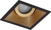 Spot Armatuur GU10 - Luxino Zano Pro - Inbouw Vierkant - Mat Zwart/Goud - Aluminium - Kantelbaar - 93mm